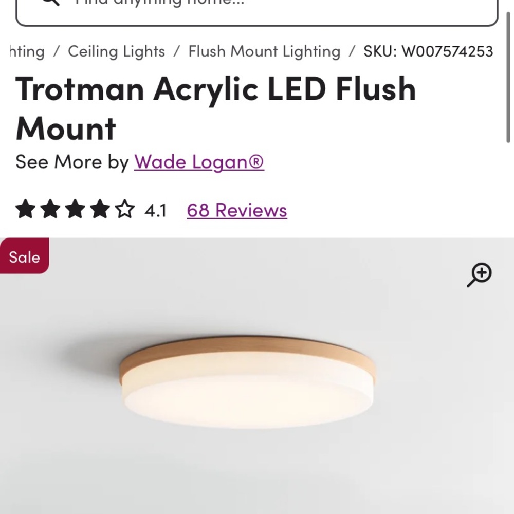 Wood flush mount lights - troutman acrylic led